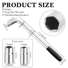 Stacool Extendable Lug Wrench with Double-Sided Sockets of 17mm/19mm and 21mm/23mm, Universal Wrench for Most Vehicle Lug Nuts