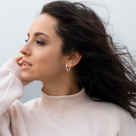 ALEXCRAFT Thick Hoop Earrings Small Women's 14K Golden Silver Earrings Gold-Plated Gift for Women Girlfriend Mum Girls, Brass, No Gemstone