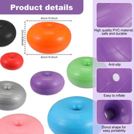 8 Pcs Flexible Seating for Classroom Elementary Yoga Inflatable Chairs for Kids Donut Exercise Ball Chair Cushion Seat Inflatable Stability Yoga Inflatable with Pump for Classroom Desk(Multi Colors)