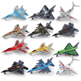 12-Pack Mini Fighter Jets Toy Set for Kids-Glide Military Airplanes, Perfect for Play, Party Favors, Gifts & Rewards