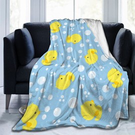 Perinsto Cute Rubber Ducks Throw Blanket Ultra Soft Warm All Season Decorative Fleece Blankets for Bed Chair Car Sofa Couch Bedroom 50"X40"