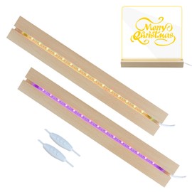 Homimor 2pcs 11.81 Inch Wooden LED Light Display Pedestal, Wooden Rectangle LED Lights Display Base for Acrylic, Crystal Light Base Stand for Crystal Display Glass Art