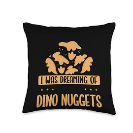 Dino Chicken Nugget Pillow Set Stuffed Animal Lover Eating Dino Nugget Throw Pillow, 16x16, Multicolor