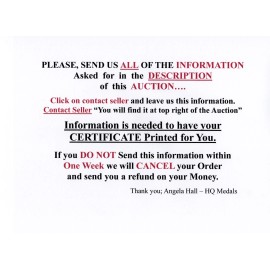 United States Coast Guard Combat Action Medal/Ribbon Replacement Certificate