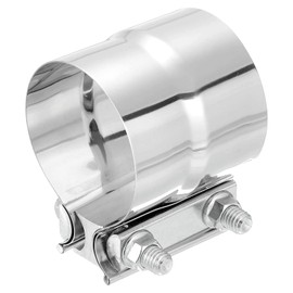 sourcing map 2.8 Inch Exhaust Clamp, 304 Stainless Steel Butt Joint Band Clamp Sleeve Coupler Pipe Repair Clamp Universal Widening Clamp for Exhaust Pipes Mufflers, Silver