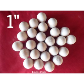 Unbranded 25 - 1 INCH Wood Balls Unfinished Solid Hardwood Balls / Made in USA