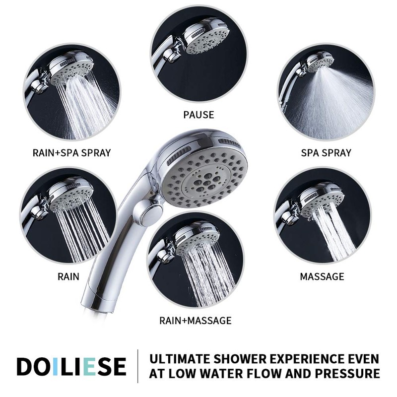 DOILIESE High Pressure Shower Head with Handheld Spray 6 Settings
