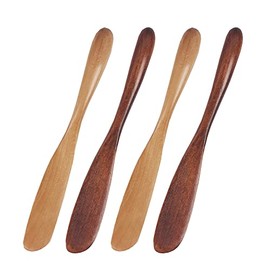UUYYEO 4 Pcs Wooden Butter Knife Cheese Spreader Wood Peanut Jelly Spreader Condiment Sandwich Knives Spatula Kitchen Utensils