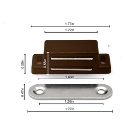 Magnetic Door Catch, Lockimo Cupboard Door Magnets Drawer Magnet Small Cabinet Door Magnetic Catches Latches for Kitchen Wardrobe Magnets Door Closers Magnet Closure 2 Pack Brown