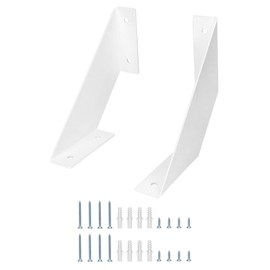 QWORK® Pack of 2 White Shelf Brackets, Shelf Brackets, Heavy Duty Metal Wall Brackets for Wall Shelves - 15 cm