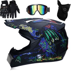Motocross Helmet, Full Face with Gloves, Mask Glasses, Adult Motorcycle Downhill Full Face Helmet, Downhill Motorcycle Helmet, Children's ATV Motorcycle Helmet, Road Helmet