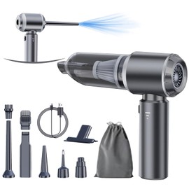 Car Vacuum Portable Cordless 20000PA High power Mini Vacuum Cleaner 4-in-1 Compressed Air Duster & Air Blower & Pump Hand Held Vacuum with Brushless Motor for Car, Home, Office,Camping (Silver)