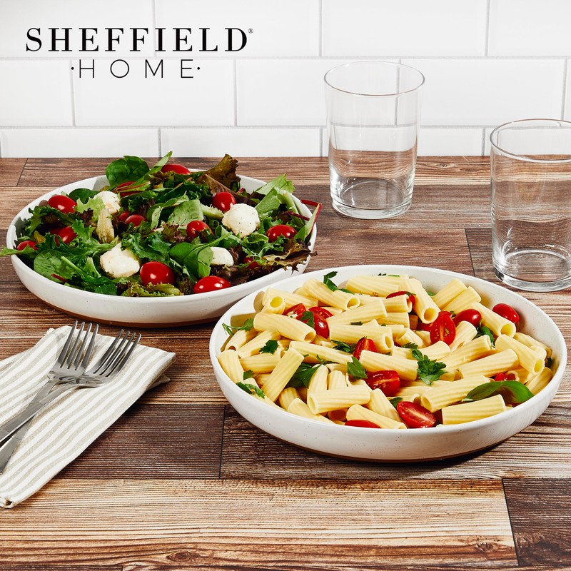 Sheffield Home Stoneware Flat Pasta Bowls, Set of 4 Stylish