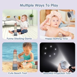 Stacking Cups Baby Toy 6-12 Months, Toddler Nesting Playset for Boys and Girls, 8PCS Stackable Bath Tool, Montessori Educational Gift for 1 2 3 Years Old Kids