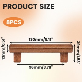 Semetall 8Pcs Walnut Wood Drawer Pulls,3.78" Hole Center Cabinet Pulls,Wooden Handles for Dresser Drawers,Cabinets,Kitchen,Wardrobe