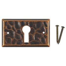 Mission Hammered Cast Brass Decorative Keyhole Cover | 1" x 1-5/8" | Keyhole Escutcheon Plate for Cabinet Door, Dresser Drawer, Desk | Antique Furniture Hardware | UA-296-AC