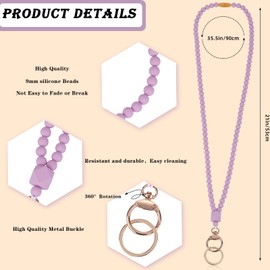 Ornaland Teacher Lanyard Silicone Beaded Lanyards for ID Badges for Keys for Nurse Student Women Men or As a Gift(Purple)