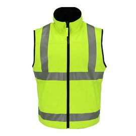 RefrigiWear HiVis Reversible Softshell Safety Vest - ANSI Class 2 High Visibility Lime with Reflective Tape (2XL)