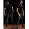 NELEUS Men's 3 Pack Compression Baselayer Athletic Workout T Shirts,5022,Black,Grey,Navy