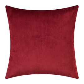 Artcest Cozy Solid Velvet Throw Pillow Case, Decorative Couch Cushion Cover, Soft Sofa Euro Sham with Zipper Hidden, 24"x24" (Ruby Red)