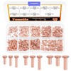 Tanstic 270Pcs Flat Head Copper Solid Rivets, M2x4/6/8, M2.5x5/8/10, M3x4/6/10