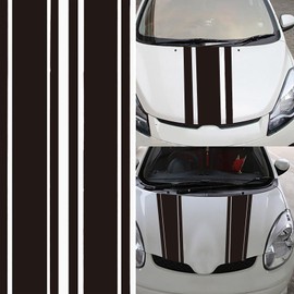 GKmow 2 PCS Car Hood Stickers, Modified Racing Vinyl Stripe Decals, Hood Bumper Decorations, Universal Body Stickers for Most Cars (Black)
