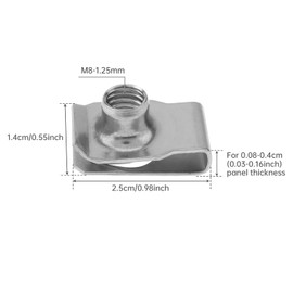 Smgda U Nut M8 1.25 Clip On Nut U Shape 304 Stainless Steel, 20 Pieces