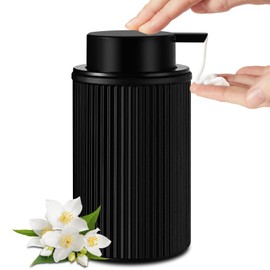 KASUNTING Black Soap Dispenser Bathroom, Glass Hand Soap Dispenser with Black Plastic Liquid Pump, 11 Fl Oz Dish Soap Dispensers for Kitchen, Modern Lotion Bottle for Bathroom Countertop