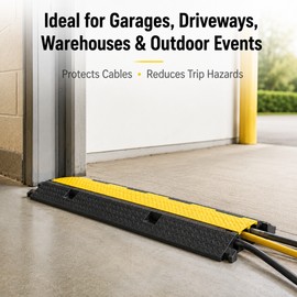 2-Channel Cable Protector Ramp for Wire & Cord Protection – 11,000 lb Load Capacity for Driveways & Parking Areas