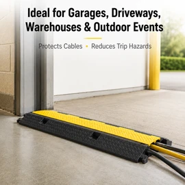 2-Channel Cable Protector Ramp for Wire & Cord Protection – 11,000 lb Load Capacity for Driveways & Parking Areas