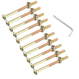 10 PCS M6*120mm Furniture Bolt Nut Set Zinc Plated Hex Socket Screw With L Type Wrench for Furniture Cots Beds Crib and Chairs (M6*120mm)