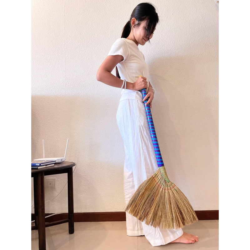 (2 Packs) Vietnamese Straw Brooms - 40" Indoor Brooms with