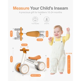 XBONFOE Baby Balance Bike for 1 Year Old Boys Girls, 10-24 Month Toddler Balance Bike, Baby Bike with No Pedal 4 Silence Wheels, First Ride on Toys with Adjustable Soft Seat, First Birthday Gifts