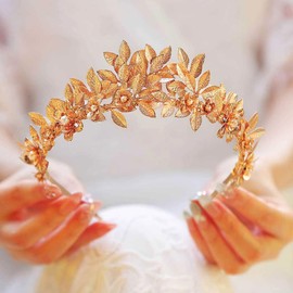 Catery Gold Leaf Headband Greek Goddess Headpiece Laurel Flower Crown for Women