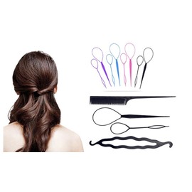 4 Pcs Set Styling Clip Bun Maker Hair Twist Braid Ponytail Tool (Blue)