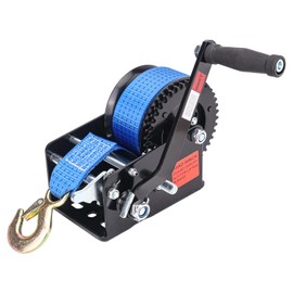 Biugaaufai 3500 LBS Boat Towing Winches with 33FT Blue Strap, 4:1/8:1 Gear Trailer Winch for Boats, Heavy Duty Hand Crank Boat Towing Winch, Ideal for Boat Trailer, Jet Ski, RV, and ATV