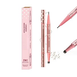 Waterproof 2-in-1 Freckle Pen Pro, Long-Lasting Double-Sided Freckle Stamp & Eyebrow Pencil with Precision Tip & Sponge Stamp for All Skin Types (02 Brown)