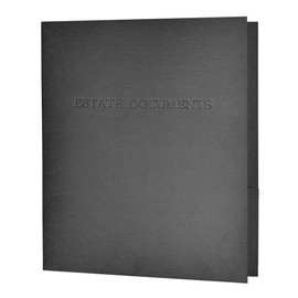 5 Count, Black, Estate Planning Documents Linen Pocket Folders, Debossed Lettering, (9 x 11.5) (Black)