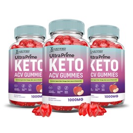 (3 Pack) Ultra Prime Keto ACV Gummies Advanced Formula 1000MG UltraPrime Keto Gummies Apple Cider Vinegar Formulated with Pomegranate Beet Juice Powder B12 Vegan Non GMO 180 Gummys