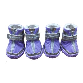 犬靴 中型・小型犬用ブーツ パープル 50 ファスナー 防水 あたたかい ボア Doggy Hug ドギーハグ