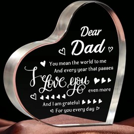 Father's Day Gifts For Dad From Daughter, Son, Birthday Gifts For Dad, Bonus Dad, Funcle, New Dad Gifts For Men, Father's Dad Gifts Heart Acrylic - Style: Dad-Father