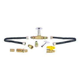 Dreffco Fire Pit Gas Burner Connection Kit- Complete 1/2" Kit Including 2 Non-Whistle Flex Line, LP Air Mixer and Matched Keyed Ball Valve