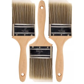 Pro-Grade 3PK 3" Flat House Wall,Trim Paint Brush Set Home Exterior or Interior Brushes