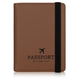 HCFGS Passport Cover, Vaccination Certificate Case, Faux Leather Passport Cover with RFID Blocker, Portable Passport Bag for Women and Men, Passport, Credit Cards, ID and Travel Documents, brown,