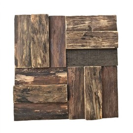 Ekena Millwork WPW12X12BCMENA Boca Boat Wood Mosaic Wall Tile, 11 7/8"W x 11 7/8"H x 3/4"P, Natural Finish
