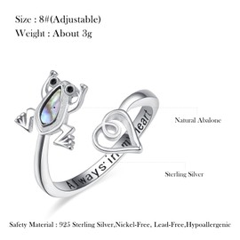 Palpitate Frog Rings Frog Rings for Women Animal Heart Rings 925 Sterling Silver Open Rings Frog Gifts Frog Jewelry Adjustable 7-9