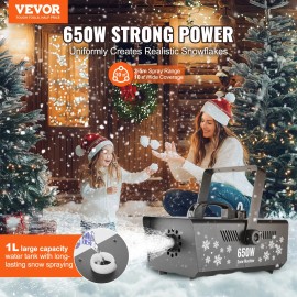 Portable Premium 650W Wireless Remote Control Snow Machine 1L Tank High Output Artificial Snowflake for Stage LightingPower: 650W, Type: Handheld/Hanging Type