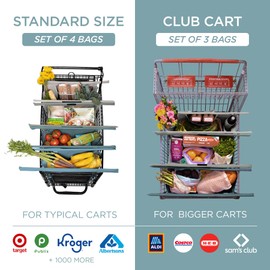 Lotus Earth Tone Trolley Reusable Shopping Bags (4-Pack) – Detachable & Reusable Grocery Bags Foldable with Insulated Grocery Bag & Egg/Wine Holder – Washable Shopping Tote to Save Time & Easy Storage