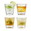 TRUE Cocktail Rocks Glasses with Recipes for Old Fashioned, Mojito,