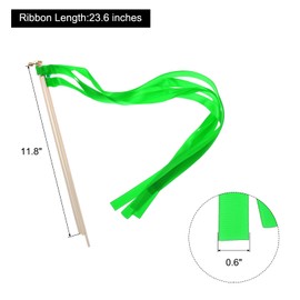 MECCANIXITY 15Pcs Wedding Ribbon Sticks Party Ribbon Streamers Sticks for Wedding Party Celebration Green